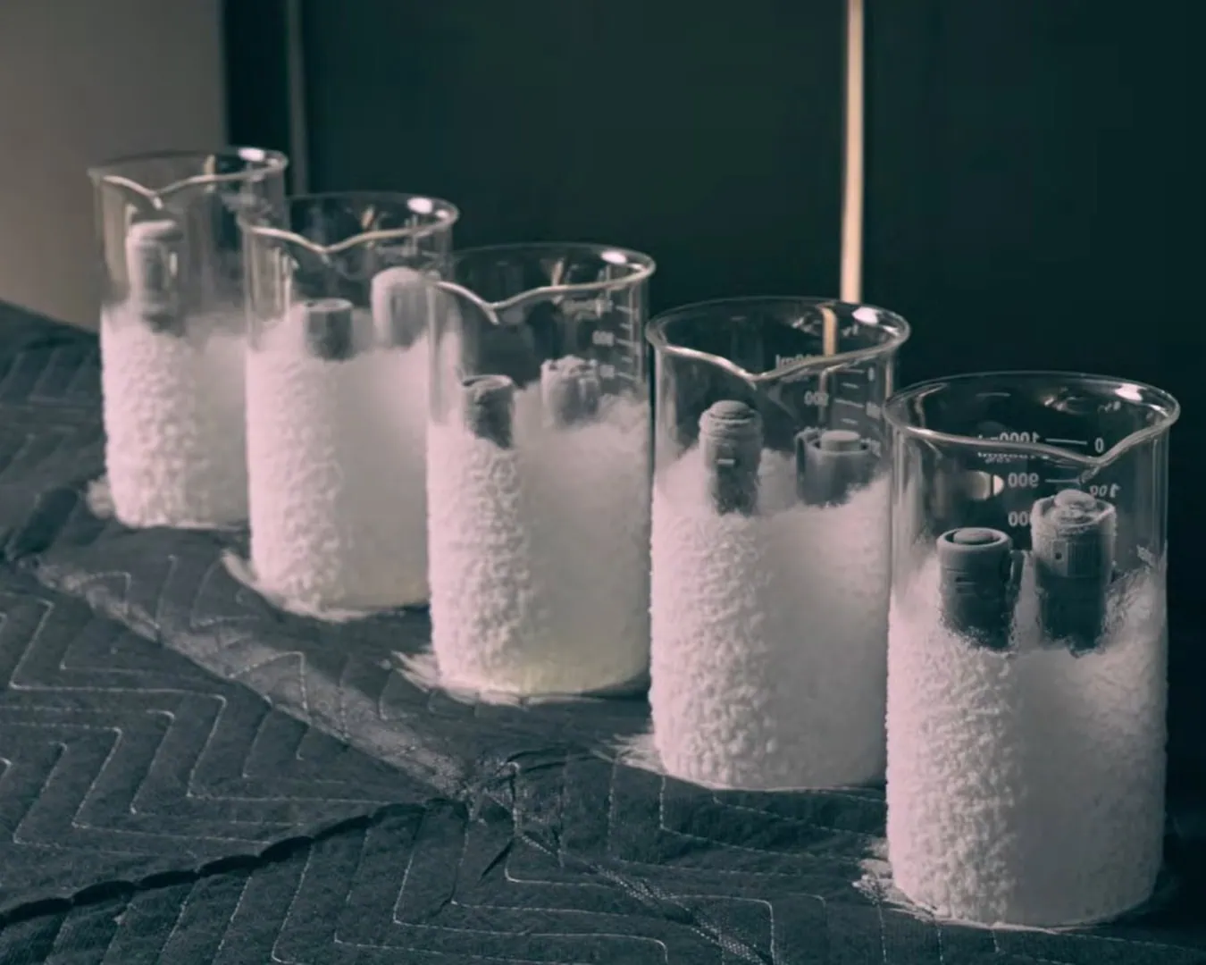 Image showing various flashlights in frozen nitrogen