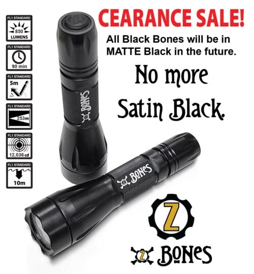 Image of Black Bones with text: Clearance! All black bones will be matte black in the future. No more satin black.