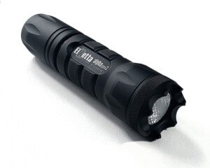 Elzetta Alpha Gen3 Model A323 Flashlight with Crenellated Bezel Ring, Flood Lens and Hi/Low Tailcap