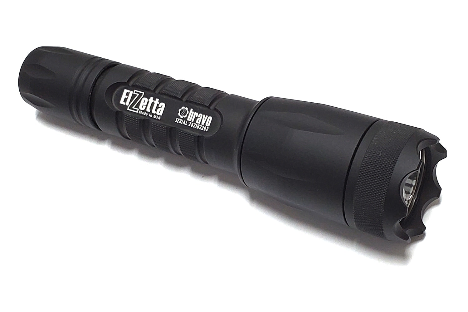 Elzetta Bravo High Candela 2-Cell Flashlight with Crenelated Bezel and Click Tailcap