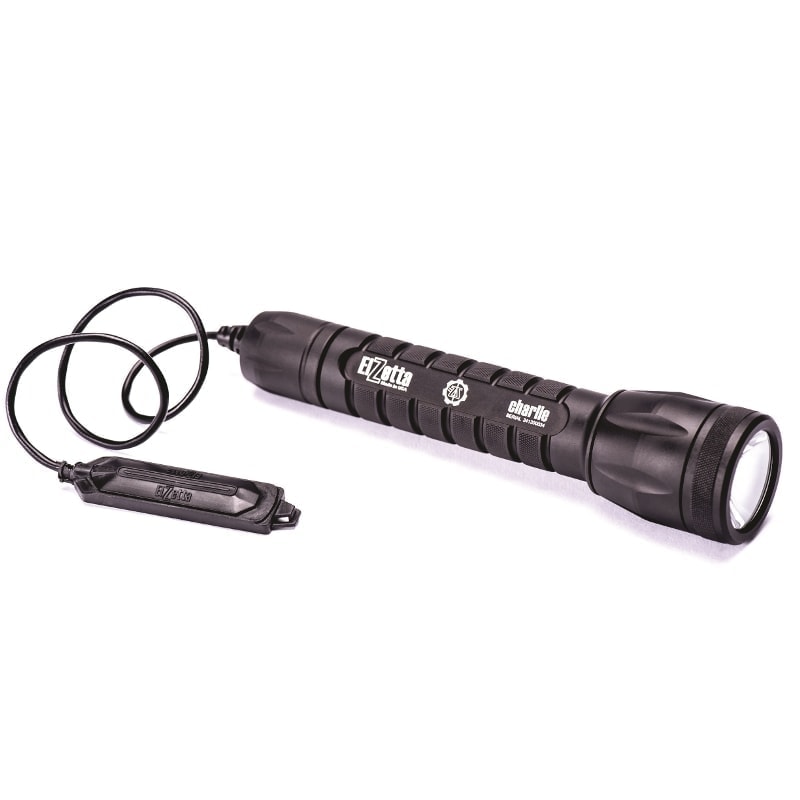 Elzetta Model C136 Modular Flashlight with standard bezel, standard lens, and 12-inch tape switch tailcap