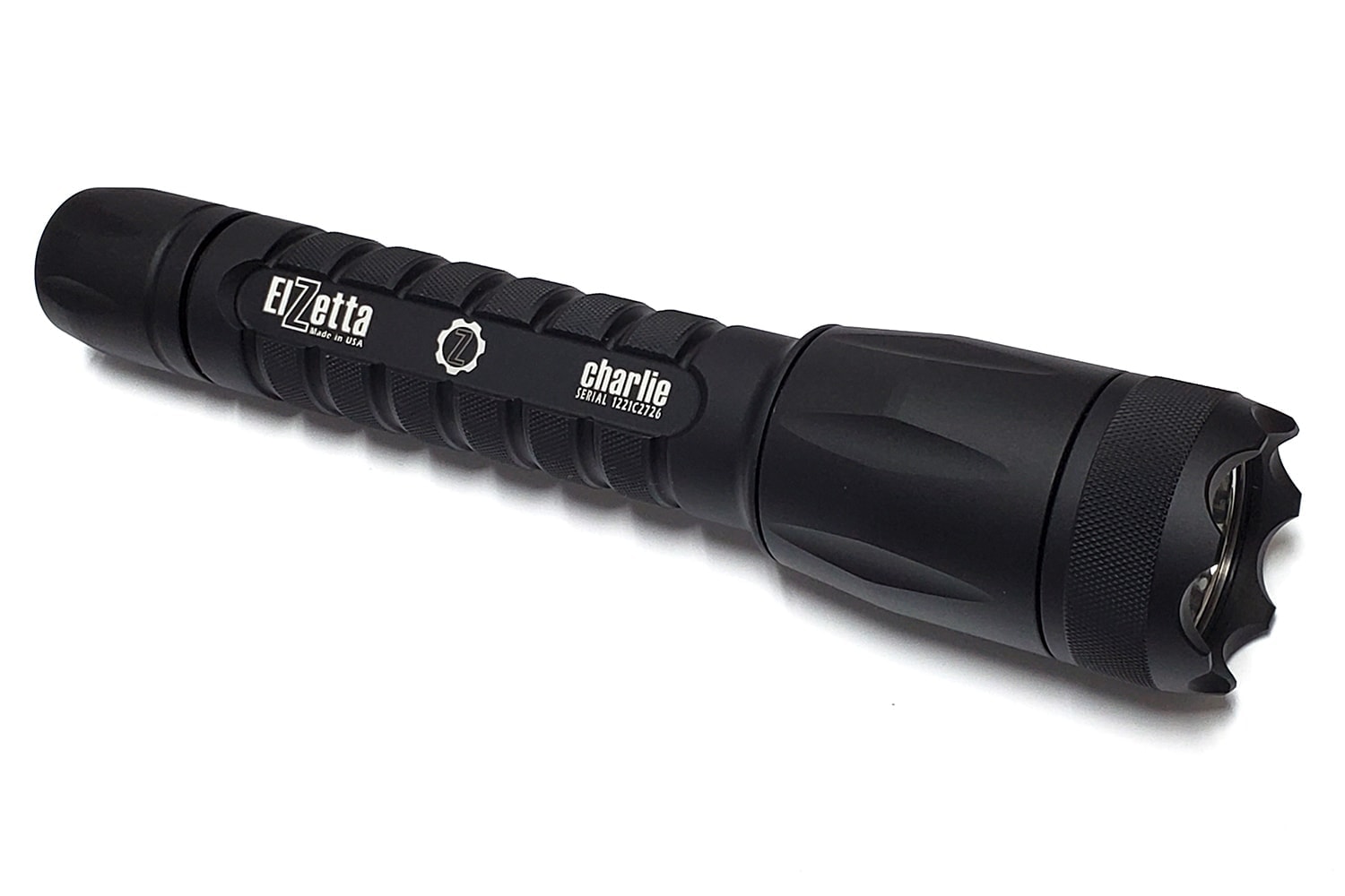 Elzetta Charlie High Candela 3-Cell Flashlight with Crenelated Bezel and Rotary Tailcap