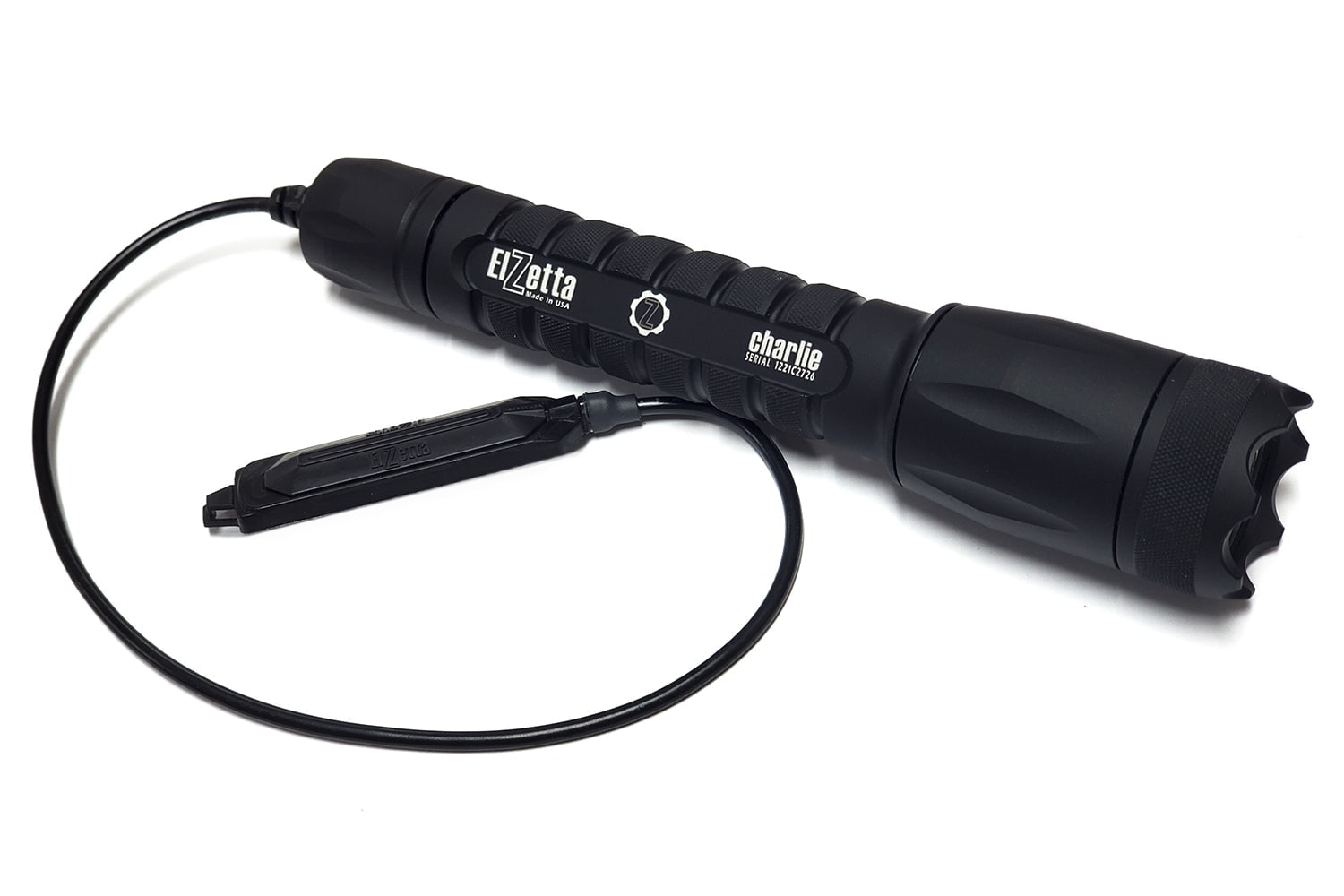Charlie High Candela 3-Cell Flashlight with Crenelated Bezel and 12-inch Tape Switch