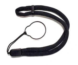 Elzetta lanyard ring with lanyard attached lying on white surface