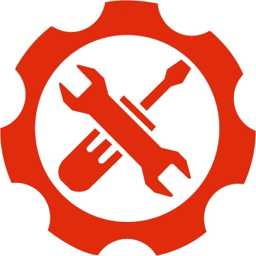 Elzetta FAQ Page Repair and Maintenance thumbnail. Graphic with shape of Elzetta Badge logo round border and graphic of a wrench and screwdriver inside logo.