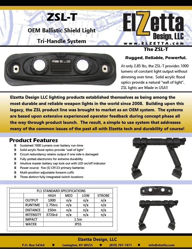 Thumbnail of Shield Light Tri-Handle Sales Sheet